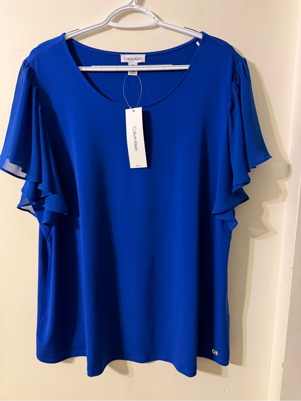 Calvin Klein Plus size Flutter Sleeve Top 1X NWT
